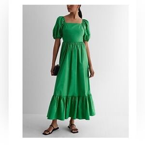 Express Green Ruffled Tiered Maxi Sundress